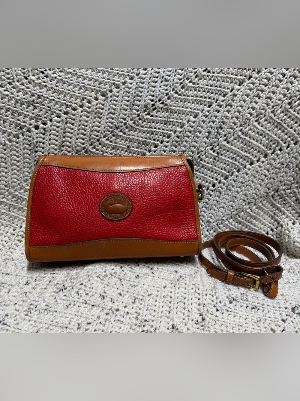Vintage Dooney & Bourke Red Zip Top Crossbody
